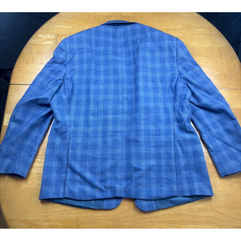 Lauren Ralph Lauren Mens Blue Plaid Wool Blend Sport Coat Blazer 48R - Picture 9 of 9